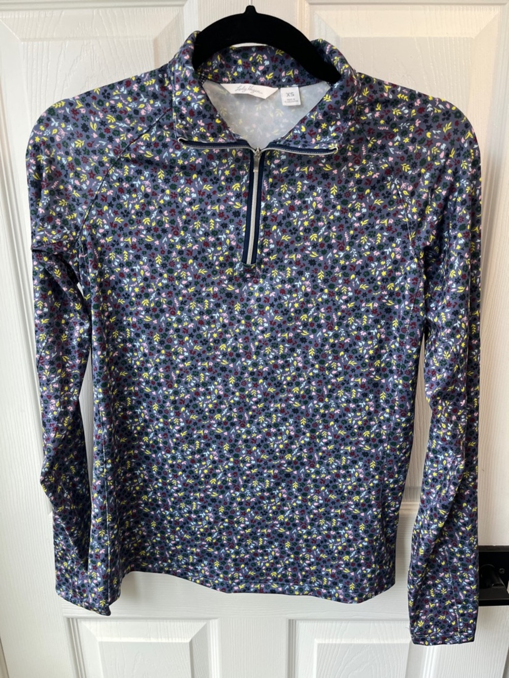 Lady Hagen Navy Floral Long Sleeve 1/4 Zip Pullover
